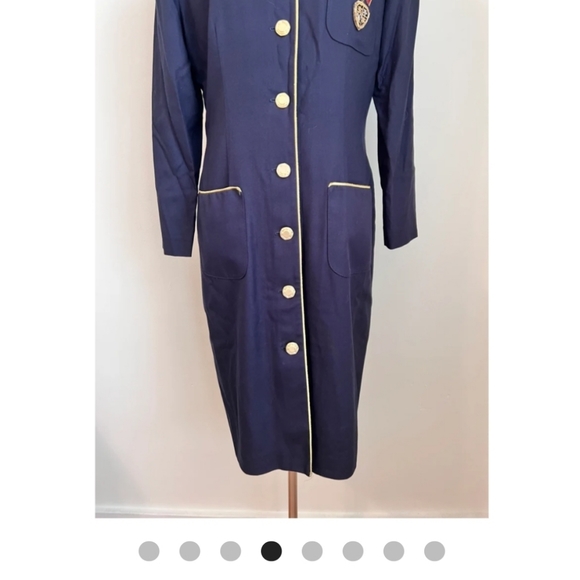 80s/90s M/L Julian Taylor Navy Dress - Picture 3 of 7